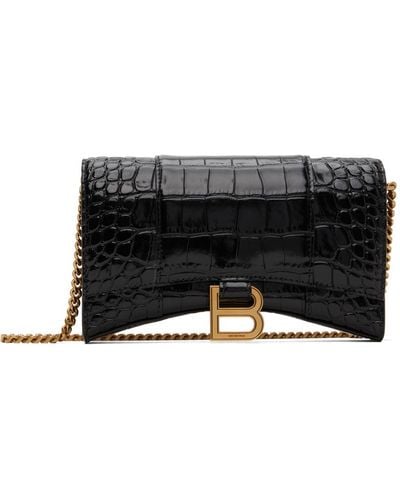 Balenciaga Black Croc Hourglass Bag