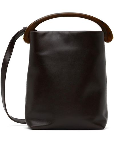 Dries Van Noten Brown Leather Shoulder Bag - Black