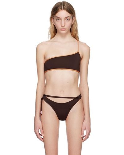 Jacquemus Brown Le Raphia 'le Haut De Maillot Maio' Bikini Top - Black