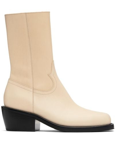 Dries Van Noten Off-white Paneled Boots - Natural