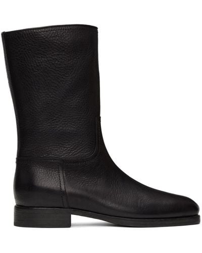 The Row Ranger Leather Ankle Boots - Black
