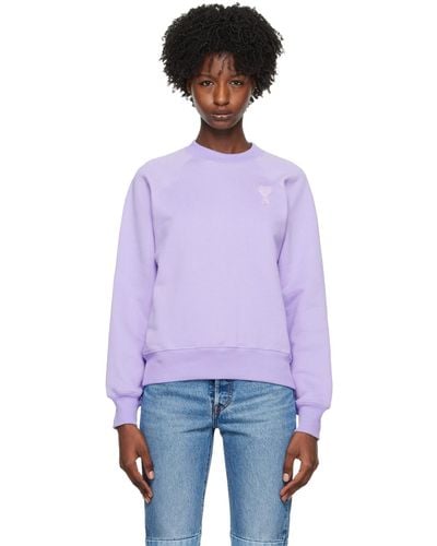 Ami Paris Ssense Exclusive Purple Ami De Cœur Sweatshirt