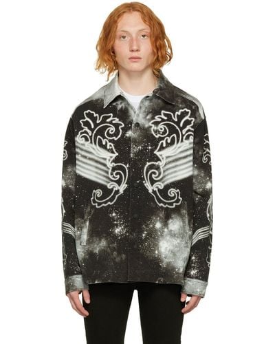 Versace Black Space Couture Denim Jacket - Multicolour