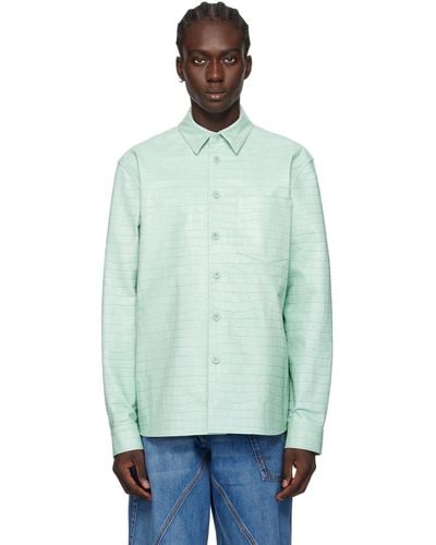 JW Anderson Green Spread Collar Leather Jacket
