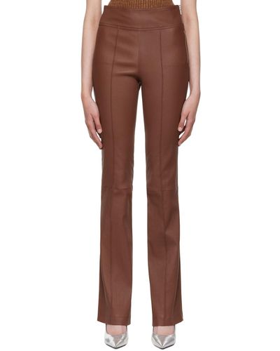 Helmut Lang Brown Bootcut Leather Trousers