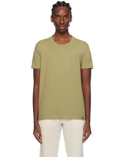 Tom Ford T-shirt kaki à col ras du cou - Vert