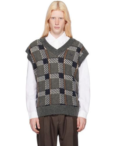 Fred Perry F perry gilet glitch gris - Noir