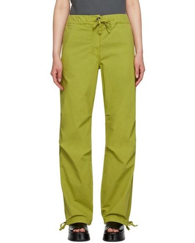 Ganni Drawstring Stretch-cotton Pants - Green