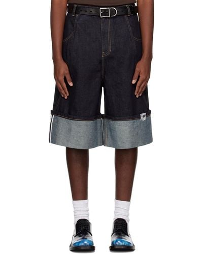 Adererror Paneled Denim Shorts - Black