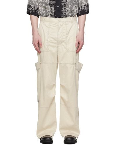 Acne Studios Beige Faded Faux-leather Cargo Trousers - Natural