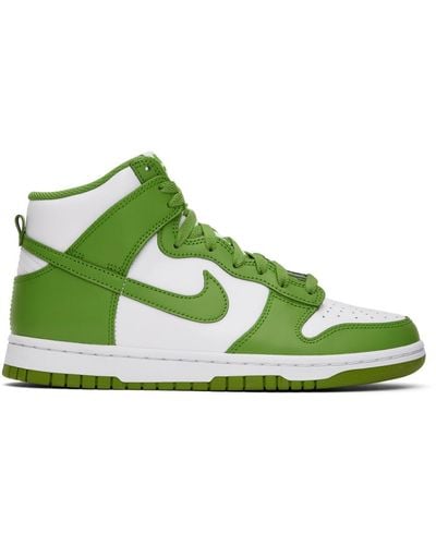 Nike White & Green Dunk High Retro Sneakers