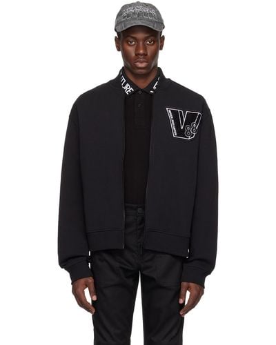 Versace ロゴパッチ ボンバージャケット - ブラック