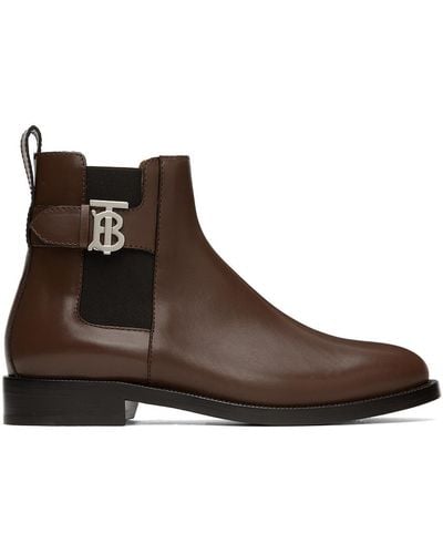 Burberry Tb Monogram Chelsea Boots - Brown
