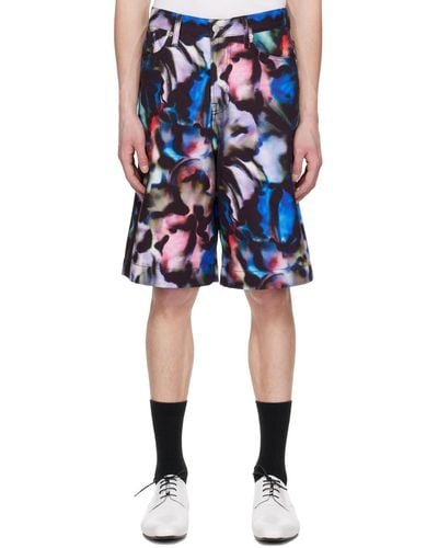 Dries Van Noten Short e en denim à motif imprimé - Bleu