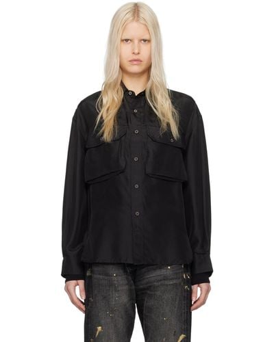 R13 オーバーサイズ ポケットシャツ - ブラック