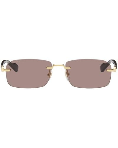 Gucci Gold & Tortoiseshell Rimless Sunglasses - Black