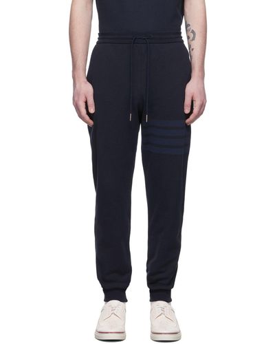Thom Browne Navy 4-bar Lounge Trousers - Blue