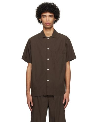 Tekla Short Sleeve Pajama Shirt - Brown