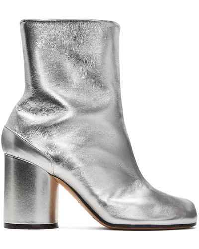 Maison Margiela Silver Leather Tabi Boots - Metallic