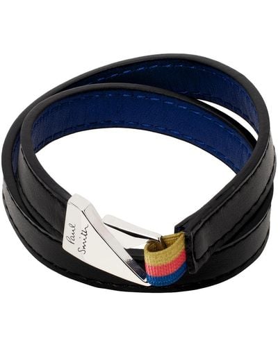 Paul Smith Bracelet noir à crochet - Bleu