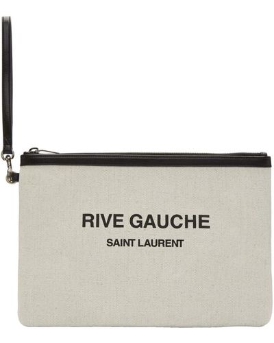 Saint Laurent オフホワイト Rive Gauche ジッパー ポーチ
