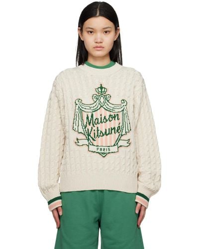 Maison Kitsuné White Hotel Olympia Edition Crest Sweatshirt - Green