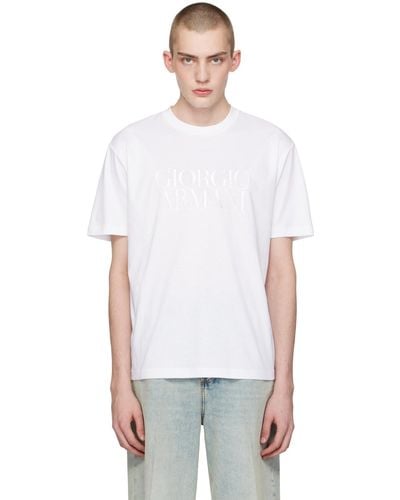 Giorgio Armani ホワイト ロゴ刺繍 Tシャツ