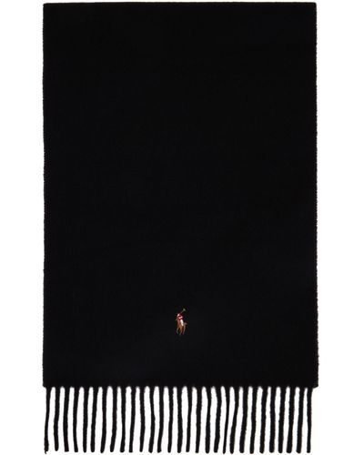Polo Ralph Lauren Black Embroidered Scarf