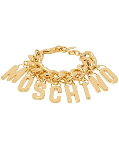 Moschino Gold Lettering Charm Bracelet - Metallic