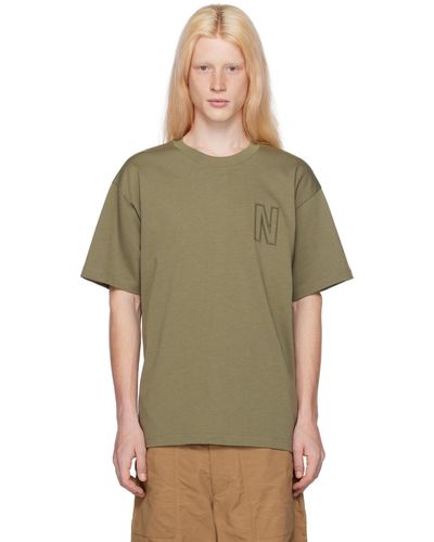 Norse Projects T-shirt simon kaki - Vert