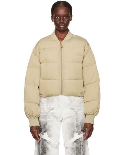 Acne Studios Green Quilted Down Bomber Jacket - Natural