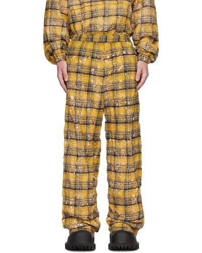 we11done Crinkled Check Pants - Yellow