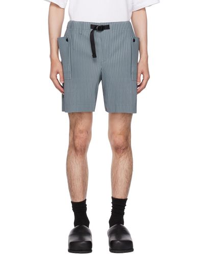 Homme Plissé Issey Miyake Green Flip Shorts - Blue