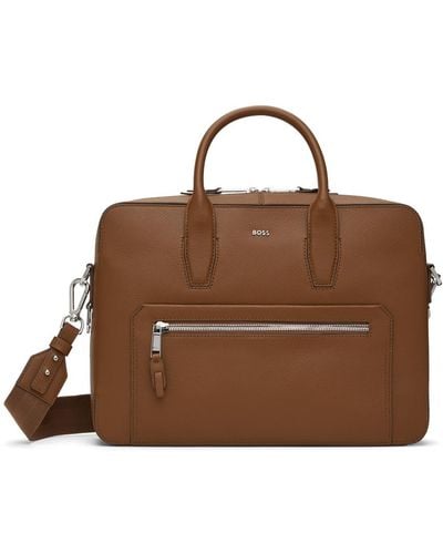 BOSS Grained Briefcase - Brown