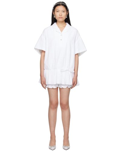 ShuShu/Tong Robe courte blanche à plis - Noir
