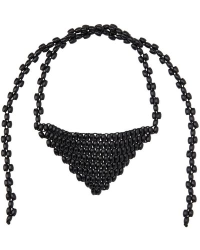Lemaire Black Wood Pearl Bandana Necklace