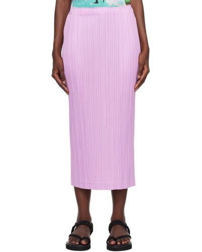 Pleats Please Issey Miyake Purple Thicker Midi Skirt