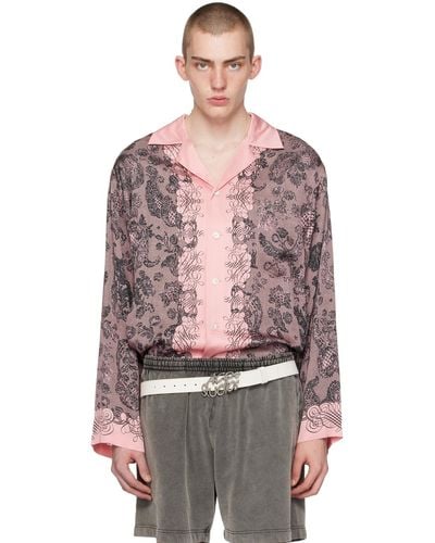 Acne Studios Pink & Black Print Shirt - Multicolour