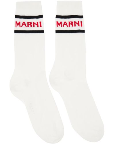 Marni White Logo Socks