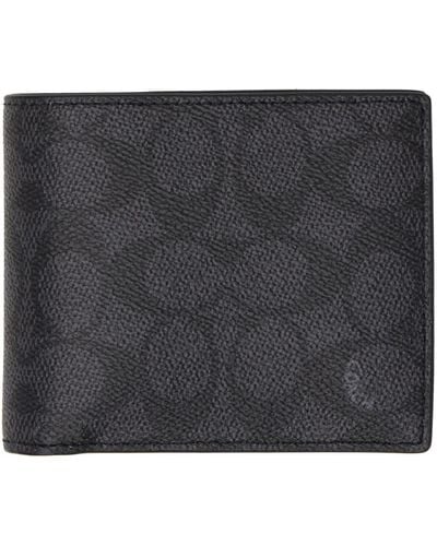 COACH Grey 3-in-1 Signature Canvas Wallet - Black