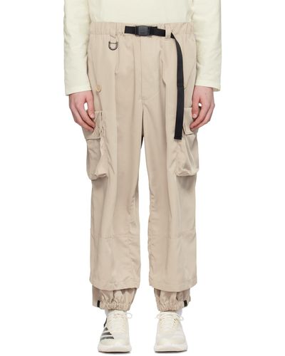 Y-3 Beige Cuffed Cargo Trousers - Natural