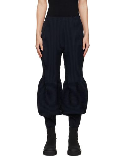 Issey Miyake Pantalon plissé aerate noir - Bleu