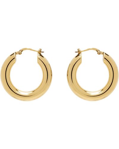 Jil Sander Gold Classic Hoop Earrings - Black
