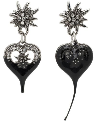 OTTOLINGER Boucles d'oreilles argentées à pendentif en forme de cœur trempé - Noir
