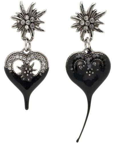 OTTOLINGER Dipped Flower Heart Earrings - Black