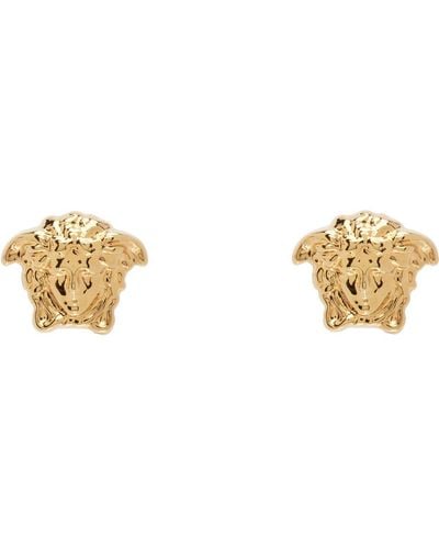 Versace Gold Small Medusa Stud Earrings - Black