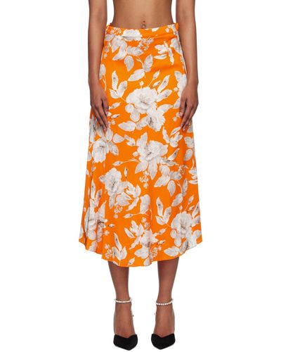 Erdem Orange Griselda Midi Skirt