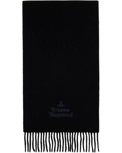 Vivienne Westwood Écharpe noire à logo brodé