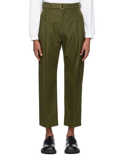 Rito Structure Khaki Belted Trousers - Green