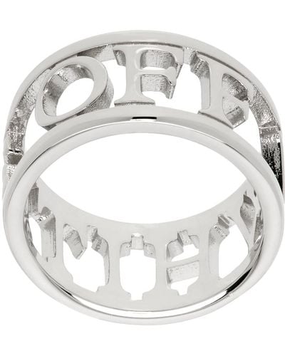Off-White c/o Virgil Abloh Silver Logo Lettering Ring - Metallic